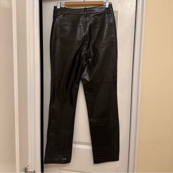 Mango Black Croc-Embossed Straight Leg Pants - Picture 5 of 7